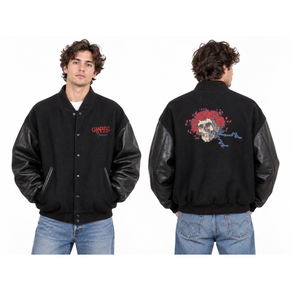 Vintage 1995 Grateful Dead Bertha Varsity Bomber Jacket Wool Leather XL Numbered